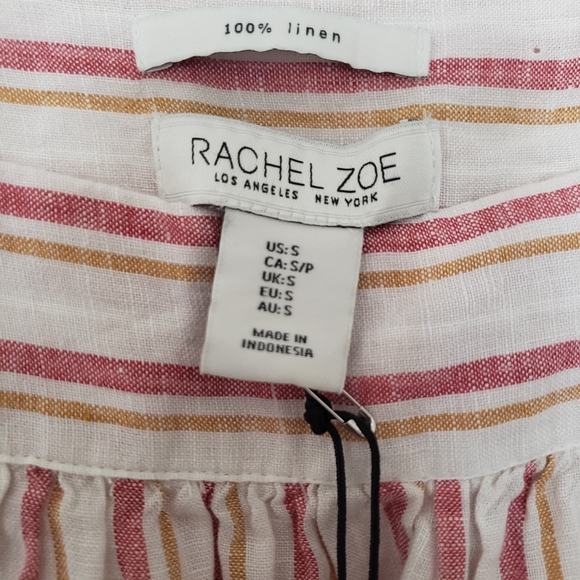 Rachel Zoe Linen Striped Flowy Boho Blouse - Picture 2 of 5